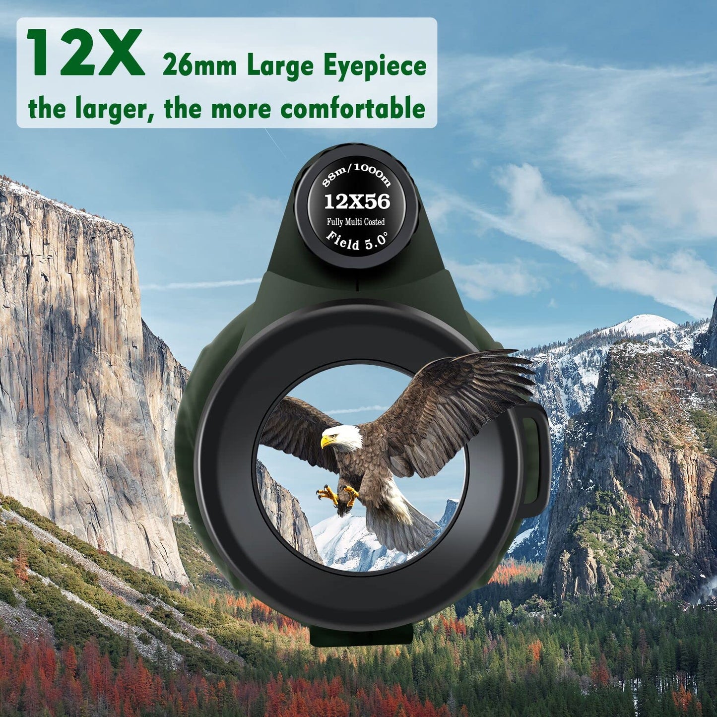 Monocular Telescope 12X56, Large View HD Monocular for Adults with Smartphone Holder Tripod Hand Strap, Compact Monocular Scope with Clear Low Light Vision, Monocular for Bird Watching Hunting Camping