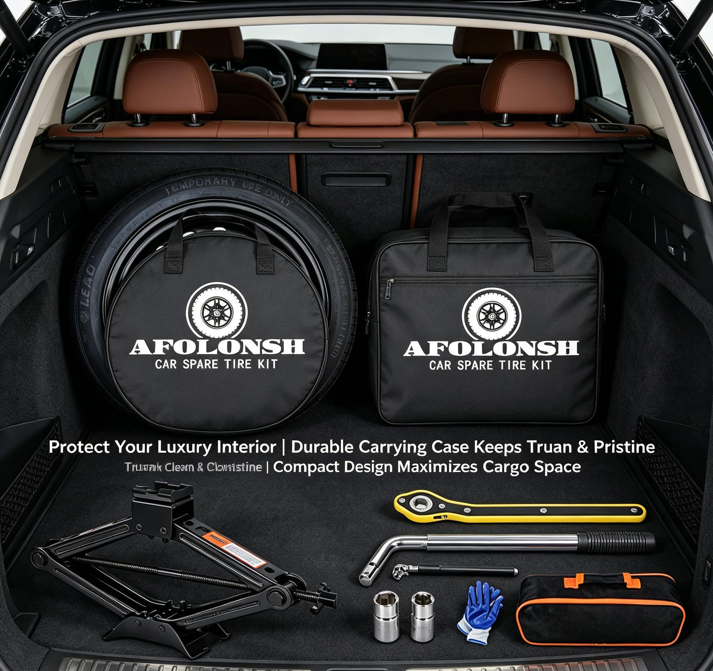Spare Tire Kit Compatible with 2018-2026 BMW X7 (G07),155/80R19 Spare Wheel on 19x4 Rim | 28.7" Rolling Diameter | Includes Car Jack Kit & Tire Carrying Case (Except for M Sport, M Power models)