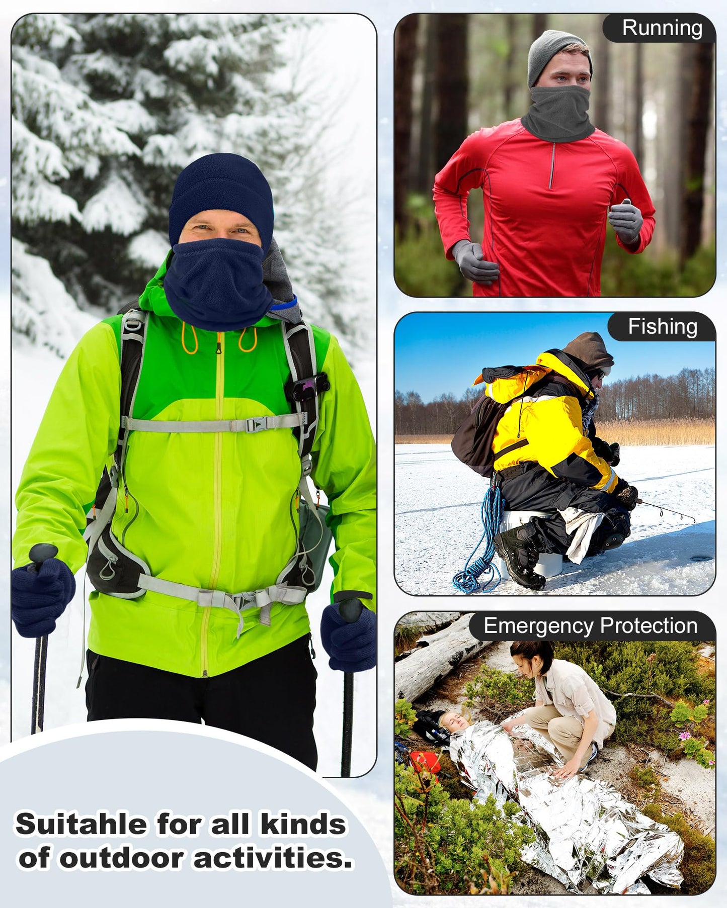 Silicherry 100 Pcs Homeless Care Package Supplies Bulk Emergency Blankets Winter Beanies Hats Scarf Gloves Socks Set