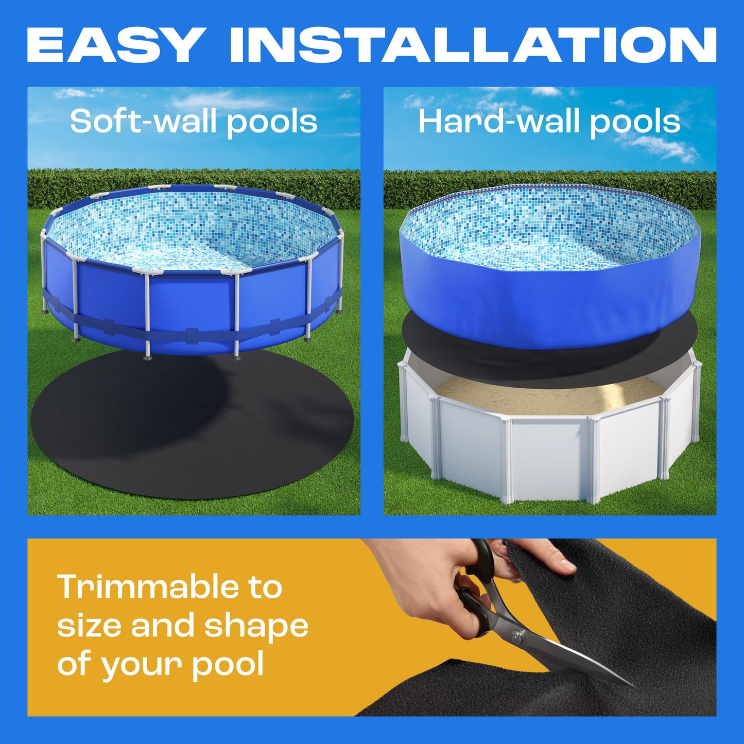 Yankee Pool Liner Pad, 15x30 Ft Oval Puncture Proof Pool Mat, Above Ground Pool Liner Protector Against Tearing, Grass, Under Pool Pad to Prolong Swimming Pool Liner Life, 15x30 Oval Pool Liner