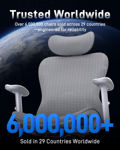 amseatec Ergonomic Office Desk Chair, Comfortable Computer Gaming Chair, Breathable Mesh Back & Seat, Adjustable Armrest & Headrest, Lumbar Support, Butterfly Design for Home Office, Gray