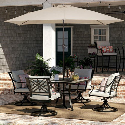 JEAREY Rectangular Patio Umbrella - 6.5x10 ft with Push Button Tilt & Crank | UV Protection, Beige