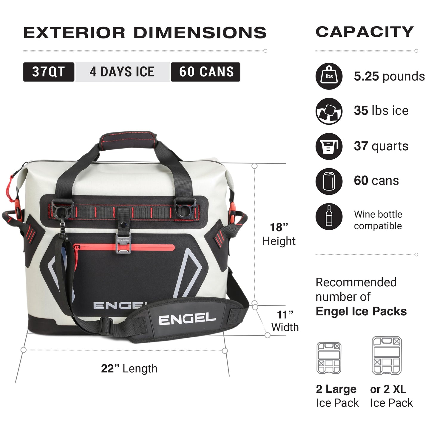 Engel HD30 High-Performance Soft Sided Tote Cooler - Durable, Leak-Proof, Portable Ice Chest for Camping, Fishing, Tailgating & Outdoor Activities - Long-Lasting Cold Retention