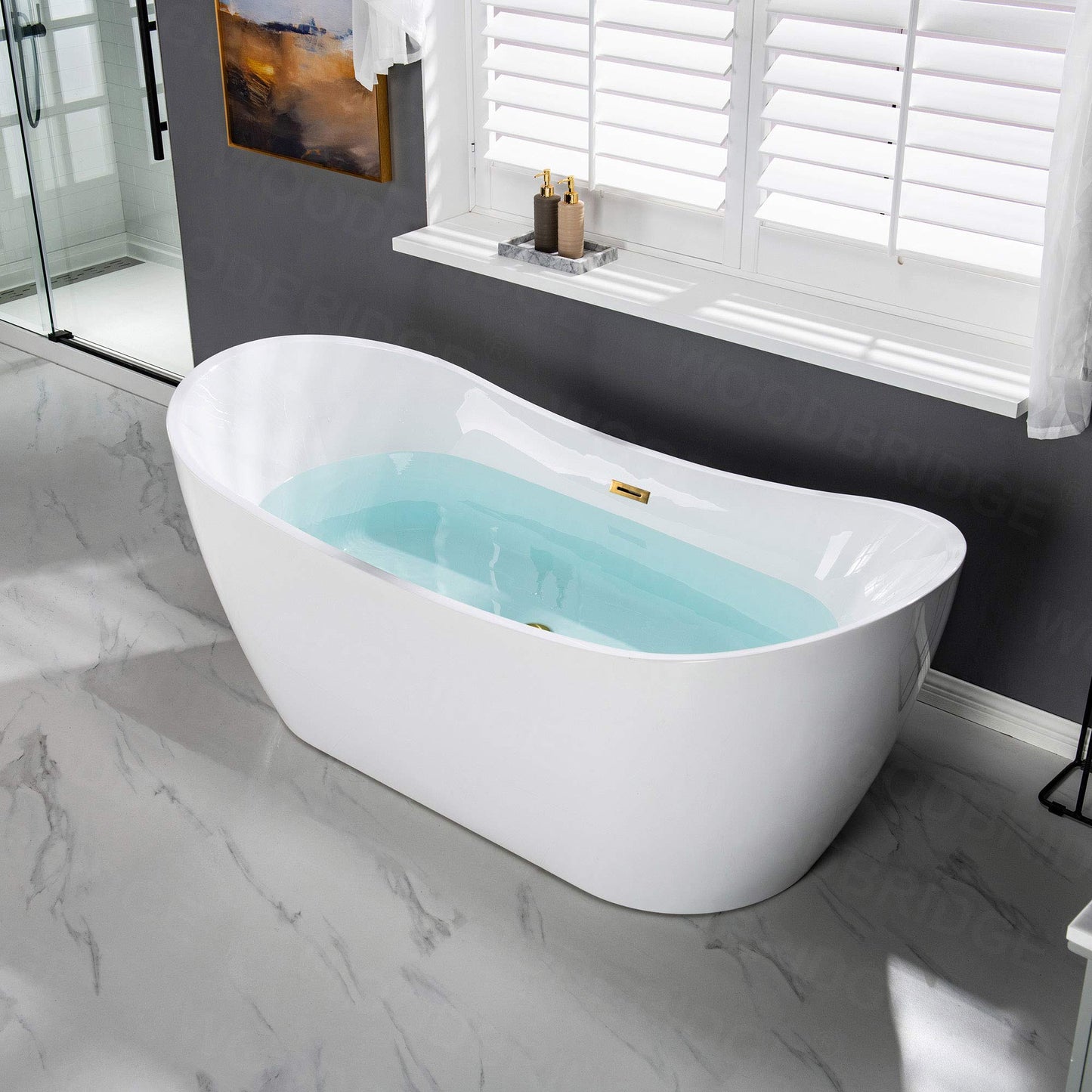 WOODBRIDGE BTA1517-BG-Drain &O Bathtub, Brushed Gold