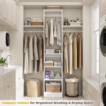 Besiost 48" Closet Organizer System, 4FT Closet System for Small Closets with 4 Hanging Rods & 3 Shelves, 80"H Small Closet Organizers and Storage for Bedrooms, Cloakrooms, White