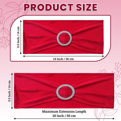 MDS Premium Stretch Spandex Chair Sashes - Pack of 100 Universal Elastic Covers for Weddings & Events | Red