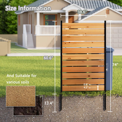 38" W×61" H Wooden Privacy Screen No Dig Outdoor Fence Panel with Metal Stakes Decorative Barrier for Trash Can Air Conditioner & Pool Equipment (Orange 1 Panel)