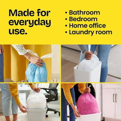 Glad Medium Trash Bags - 8 Gallon Lemon Fresh Bleach Garbage Bags | Odor-Resistant with Drawstring, 80 Count