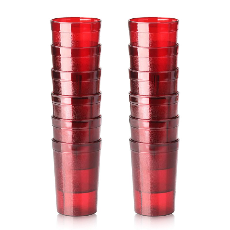 New Star Foodservice Restaurant-Grade Polycarbonate Beverage Tumblers, 8 oz, Red, Set of 12