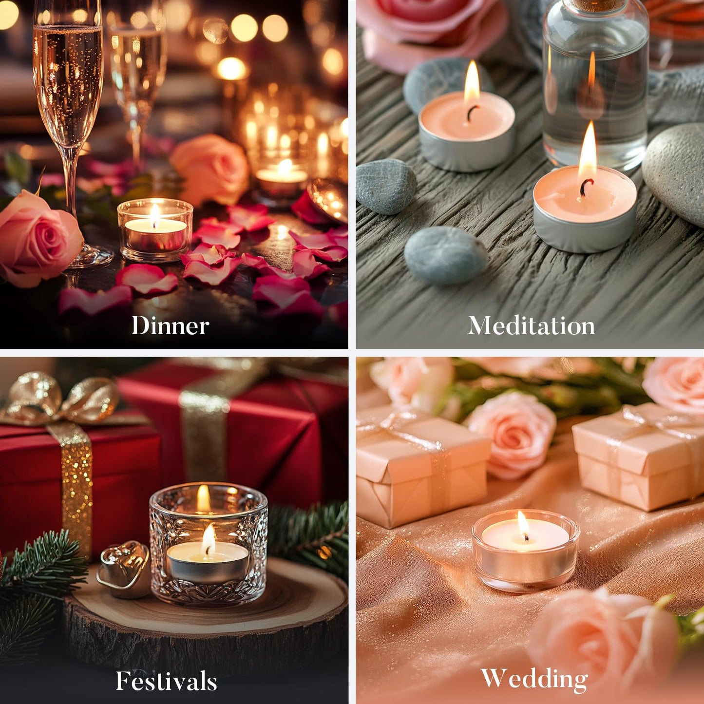 Unscented Tea Lights Candles 240 Pack, 4 Hours Long Burning,White Tea Candles Bulk, Bright Burn with Palm Wax,Smokeless Tealight Candles for Wedding,Centerpiece,Christmas Lights,Home Decorative