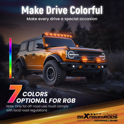 maXpeedingrods 3.5 Inch LED Off Road Lights 160W 19200LM, Auxiliary Fog Light Spot, 7 RGB Colors for Ambient, 270°Side Shooter Wide Range, Light Bar for Jeep SUV Pickup ATV with Black Covers
