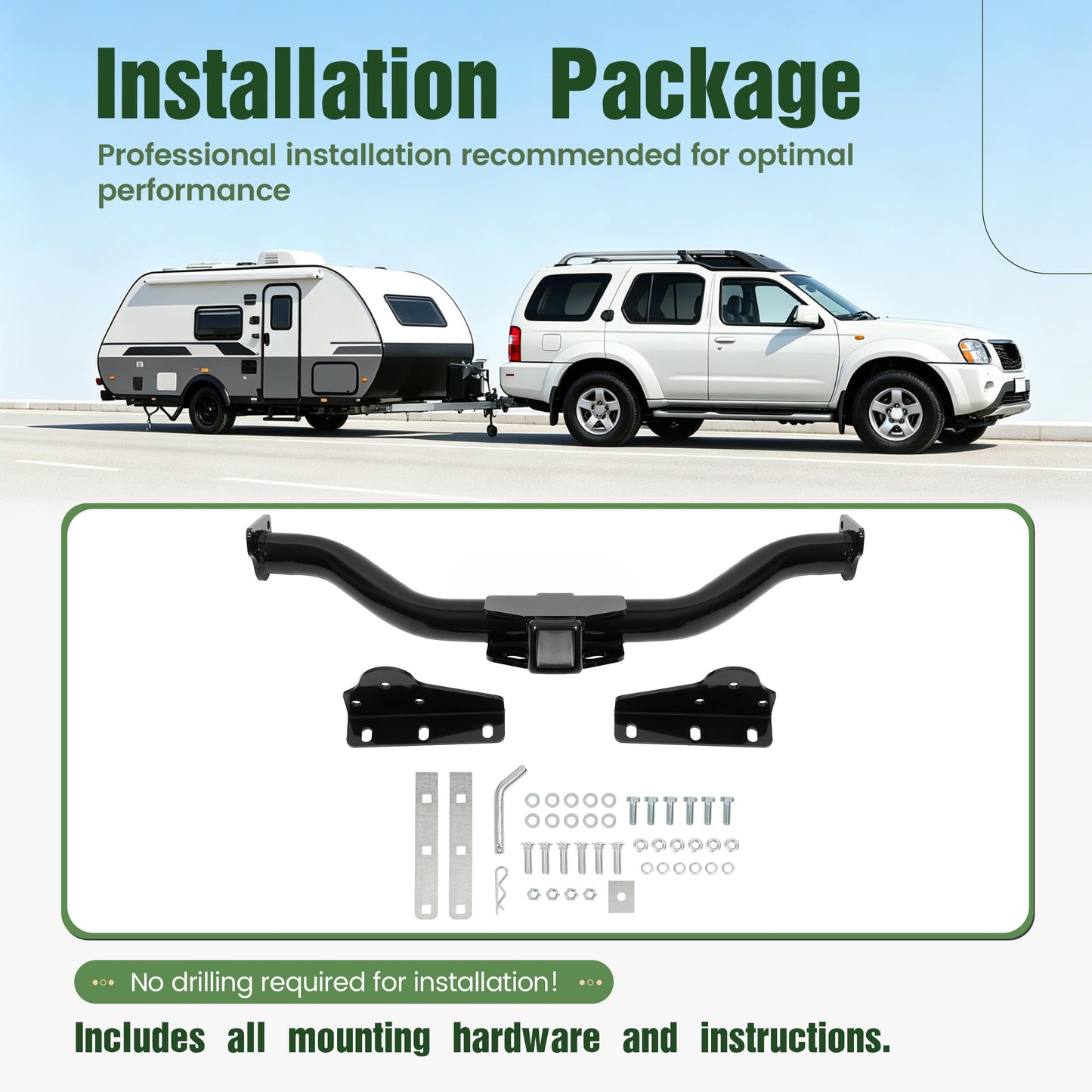 ALMULOO Trailer Tow Hitch 2 Inch Receiver Class 3 Compatible with 2000-2004 Nissan Xterra