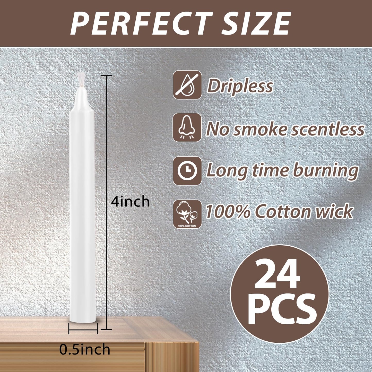 24 Pack White Spell Chime Candles – Premium Mini Unscented Taper Candles for Rituals, Prayer, Meditation, Altar, Spells – 4" Tall – Ideal for Witches & Spiritual Practices