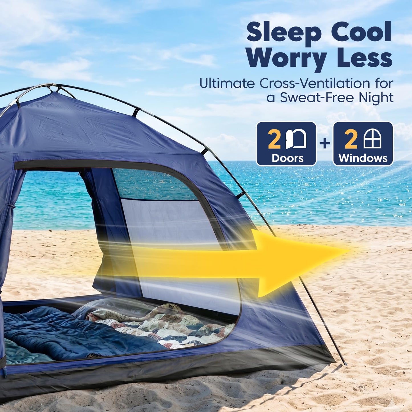 Purebox 4 Person Tents for Camping Waterproof, Windproof Dome Tent with Rainfly, Easy Setup Portable Tent for Outdoor Camping