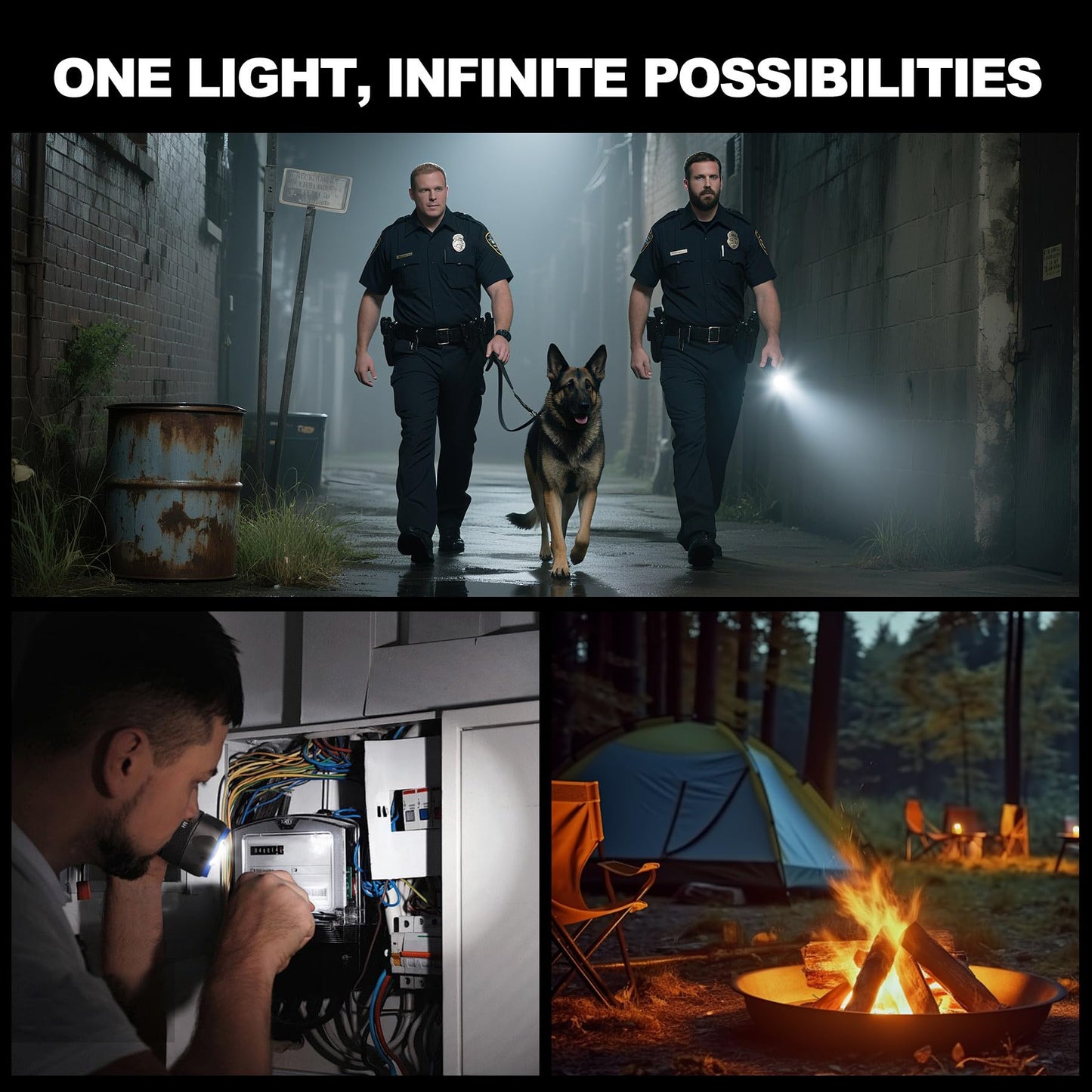 HAUTMEC Rechargeable Flashlights 12000 High Lumens Flashlight, 5 Light Modes Bright Flashlight, 2X Zoom, IP67 Waterproof & Impact-Resistant, and Power Bank, for Emergencies, Hunting, Camping, Hiking