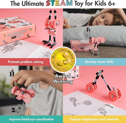 The Off Bits Erector Set: Animal Mini STEM Toys for Kids 6+ Toy Building Sets with Nuts &amp Bolts STEM Building Toys Gifts for Boys and Girls (Pink Flamingo)