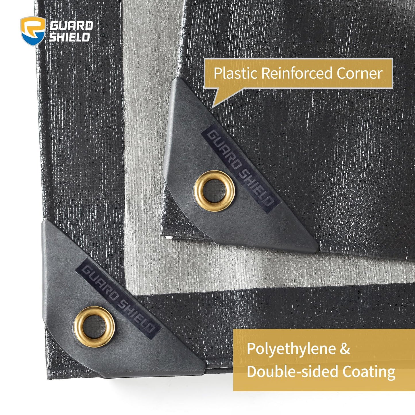 GUARD SHIELD Super Heavy Duty Black/Silver Ploy Tarp Cover 20x30 Feet Waterproof Tarps 16mil Thick UV and Tear Resistant Tarpualin