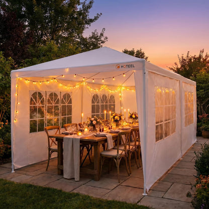 HOTEEL 10x20FT Party Tent Outdoor Canopy for 20-30 People with 6 Removable Sidewalls, 2 Zipper Doors, 12 Ropes and 24 Stakes, Carpas para Fiestas for Wedding Patio Backyard Baby Shower, White