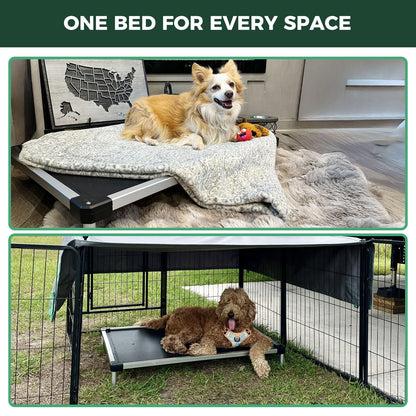 FXW TitanNest Chew-Proof Elevated Dog Bed, Raised Cot for Indoor/Outdoor/Camping Use, Durable & Waterproof Cooling Pet Bed for Extra Large Dogs, 56.0" L x 31.0" W x 7.3" H, Black
