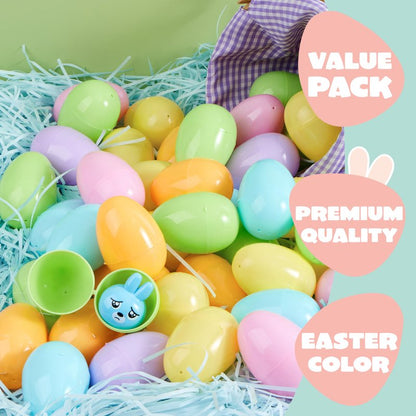 JOYIN 3.15" Pastel Easter Eggs, 500PCS Large Plastic Eggs, Empty Colorful Fillable Eggshells for Easter Hunt, Party Favor, Basket Stuffers Filler, Classroom Prize Supplies