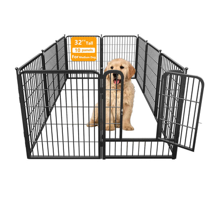 fowick 32" H x32 w Dog Playpen 10 Panels, Lack MelalPupy Exercise Pen forindoors & Oudors,Ffoldabl Animal Bamier ence, Porable petplay Pen for smal Dogs& Rabbits, No Dig Fence