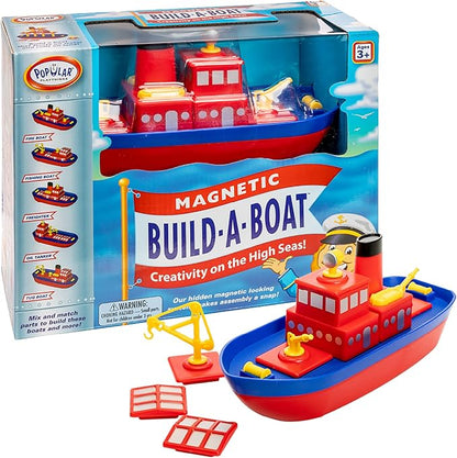 Popular Playthings Magnetic Build-a-Boat High Seas Play Set Waterproof Floating Bath Toddler Toys Gifts for Kids Ages 3 &amp Up - 10 Pieces