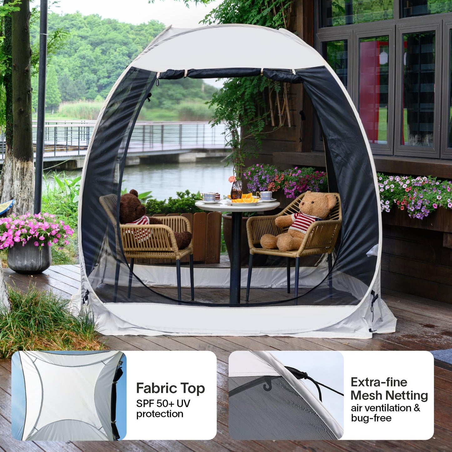 Alvantor 6'x 6' Pop Up Screen House Tent, Instant Outdoor Gazebo with Mosquito Netting & UPF 50+ Sun Protection, Portable Canopy Shelter for Patio, Backyard, Camping (Fits 2-3 Adults),Gray