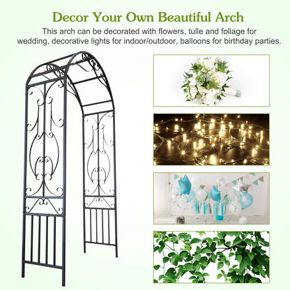 kinbor Garden Arches and Arbors Outdoor Black Metal Arbor for Climbing Plants Vines Roses Wedding Archway