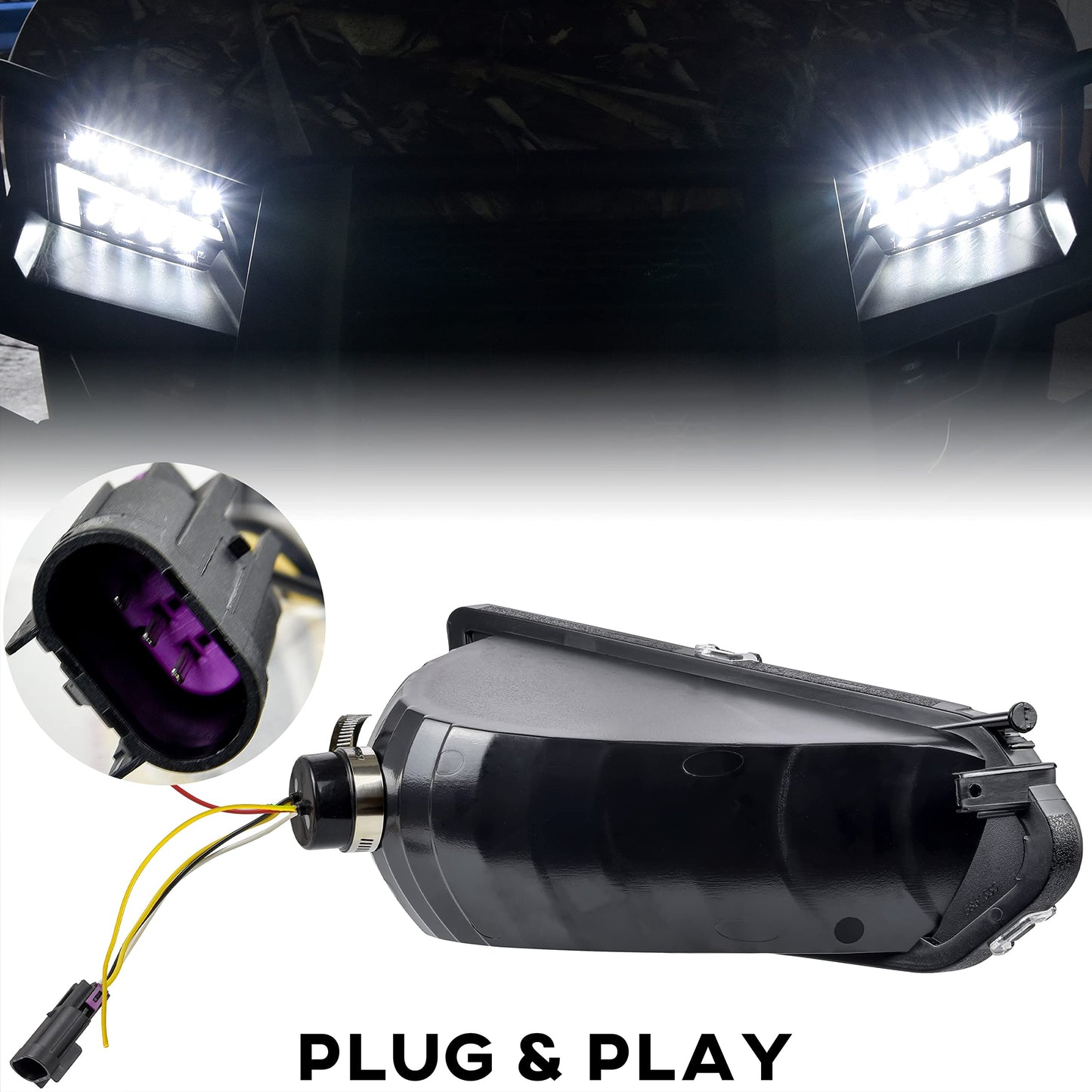 SAUTVS LED Headlights for Polaris Ranger 570 Mid Size, LED Head Lights Front Lamps with Turn Signal Lights DRL Halo Rings for Polaris Ranger 570 Mid-Size/Diesel/Crew 900/ Crew 570 Accessories(2PCS)