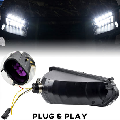 SAUTVS LED Headlights for Polaris Ranger 570 Mid Size, LED Head Lights Front Lamps with Turn Signal Lights DRL Halo Rings for Polaris Ranger 570 Mid-Size/Diesel/Crew 900/ Crew 570 Accessories(2PCS)
