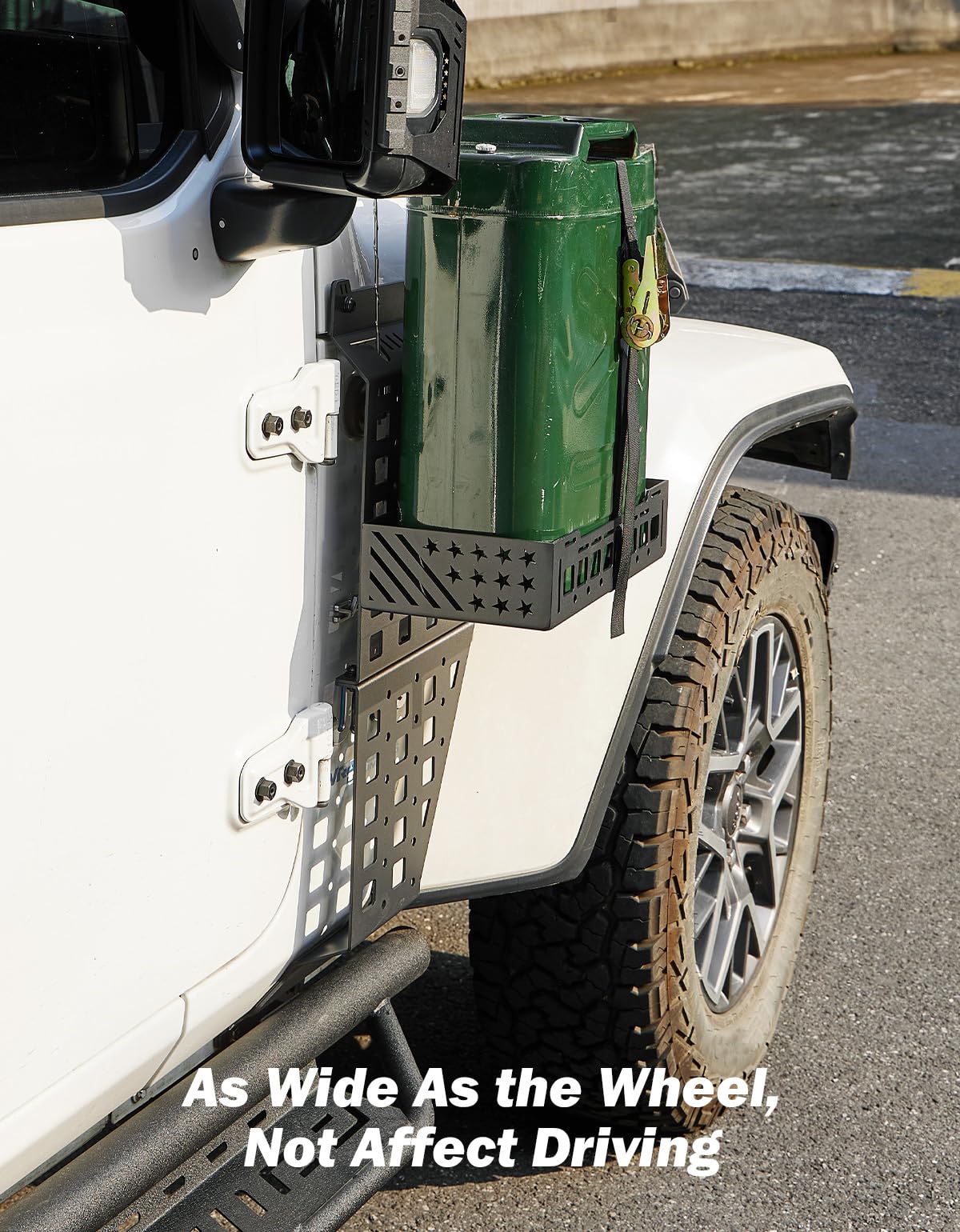 JOYTUTUS Passenger Side Jerry Can Holder Mount Compaitble with 2018-2026 Wrangler JL Gladiator JT, Door Outside Molle Panel with Tray for JLU
