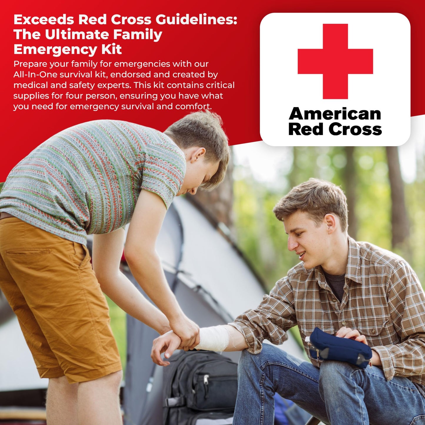 First My Family All-in-One, 72 Hour Bug Out, Emergency Backpack with Survival Gear and First-Aid Supplies.