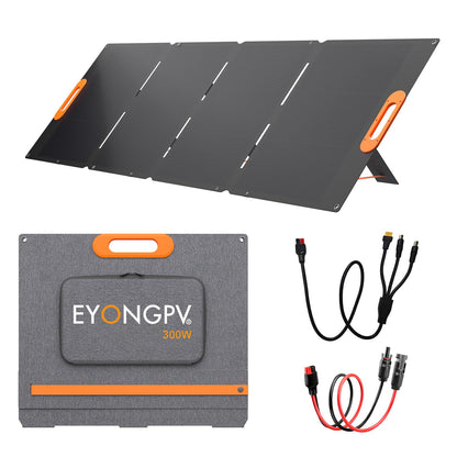 EYONGPV 300W Portable Solar Panel, 26% HPBC Cells, Foldable Solar Charger, 15ft (4.5m) Cable, 30A Anderson Output, IP65 Waterproof for RV Camping, for EcoFlow, Anker, Jackery, Bluetti Power Station