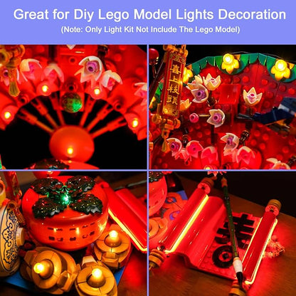 Upgraded Led Light Kit Compatible with Lego Good Fortune Building Set RC Version Compatible with Lego 80117 (Model Not Included)