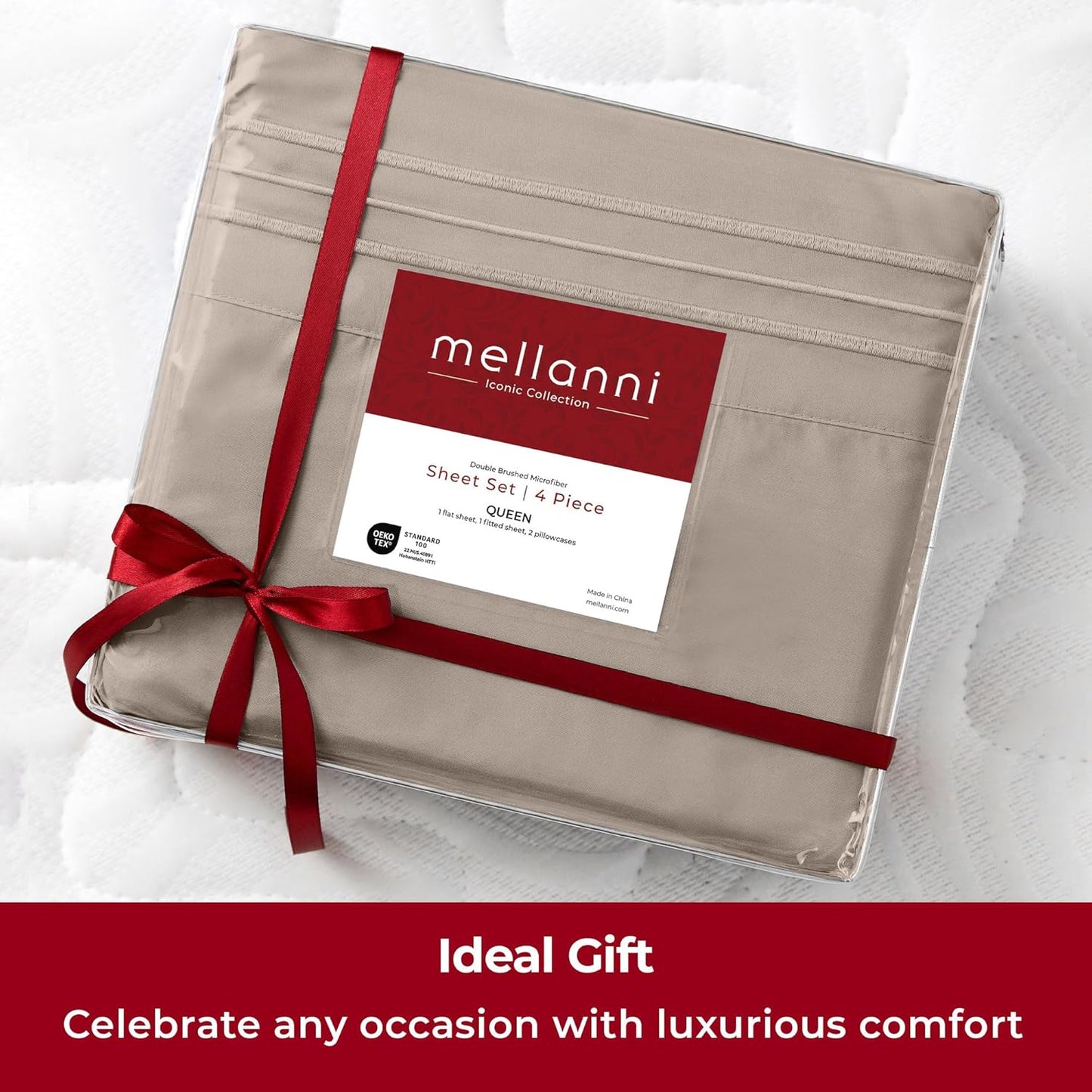 Mellanni Extra Deep Full Sheets - Hotel Luxury Ultra Soft Cooling Bedding - Wrinkle & Stain Resistant (Full, Tan)