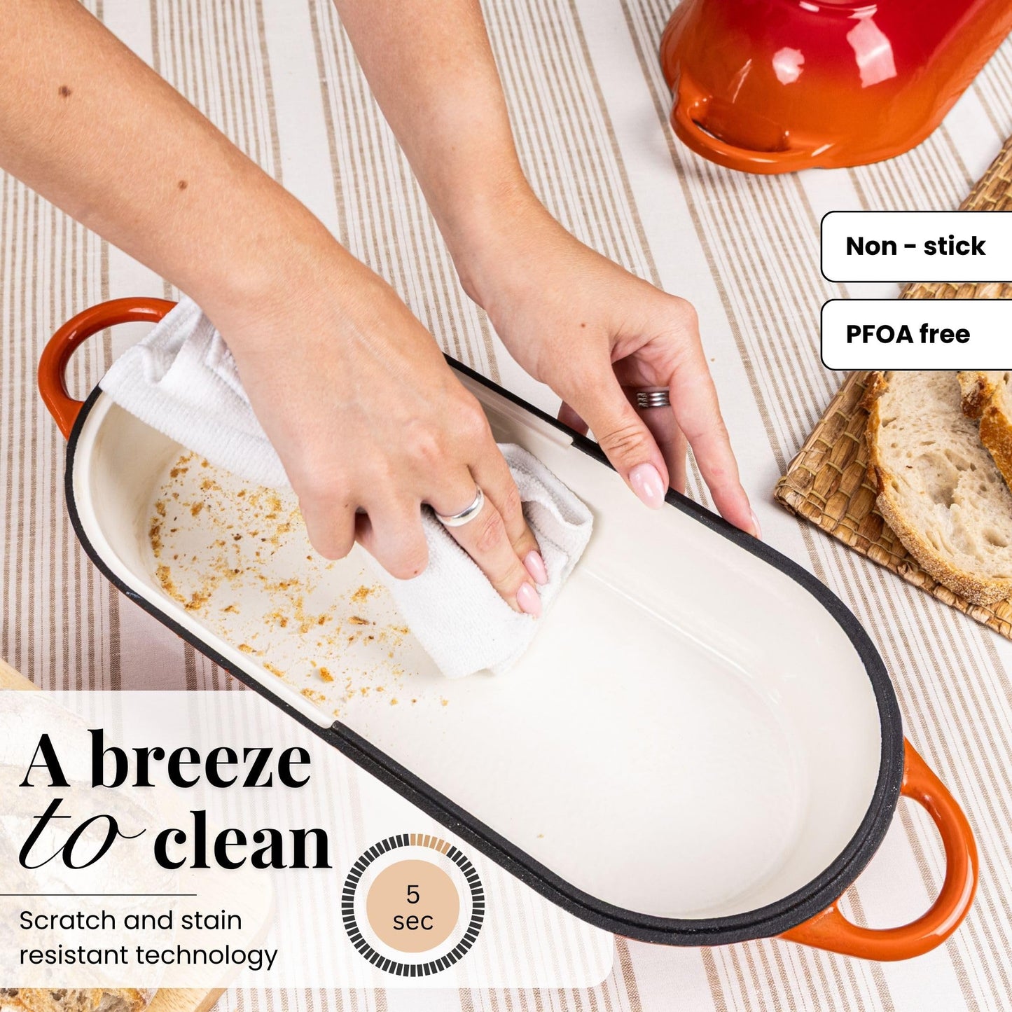 Nuovva Enamelled Cast Iron Cookware Bundle – Dutch Oven Pot with Lid, Casserole Dish & Bread Loaf Pan – Premium Ovenproof Cookware Set for Baking, Roasting & Everyday Cooking