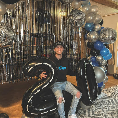 Race Car 9 Balloon, Number Balloons 40 Inch, 9th Black Giant Birthday Decorations for Boys, 19th 29th Party Decorations Supplies, Number 9 Balloon
