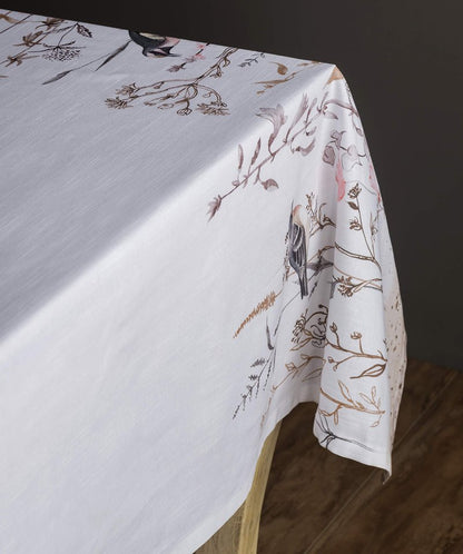 Maison d' Hermine Table Cloth Rectangle Table 100% Cotton 70 x 108 Inches Tablecloth Reusable Decorative for Dining Kitchen Farmhouse Home Gifts for Mothers Day Spring Summer- Meadow Florals - Brown