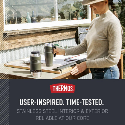 THERMOS Stainless King Travel Mug - 16oz Vacuum-Insulated, Midnight Blue | Leak-Proof & Sweat-Proof Design for Hot & Cold Drinks