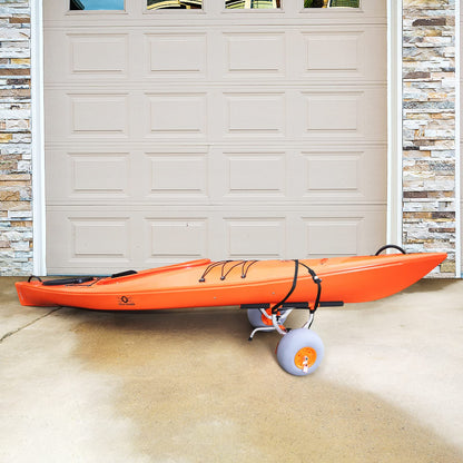 VEVOR Heavy Duty Kayak Cart, 350lbs Load Capacity, Detachable Canoe Trolley with 13'' Beach Wheels, Adjustable Carrier Width & Nonslip Support Foot, for Kayaks Canoes Paddleboards Float Mats Jon Boats