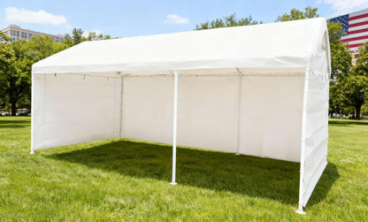 Rutile 10x20 Carport Replacement Sidewall, 180G PE Waterproof & UV Protected Sidewall Cover (White, Sidewall kit Panel Set of 4 w/o Mesh Windows)
