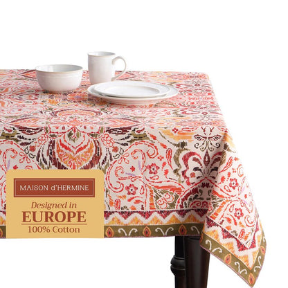 Maison d' Hermine Table Cloth Rectangle Table 100% Cotton 60 x 90 Inches Fall Tablecloth Reusable Everyday Use for Thanksgiving Christmas Decorations Dining Farmhouse Party (Damask)