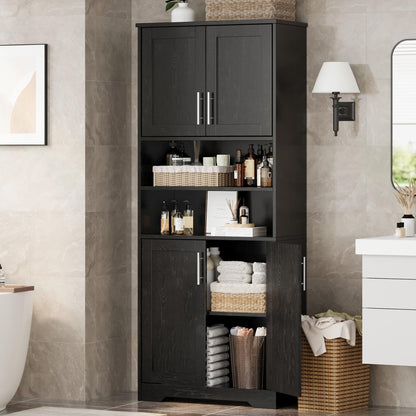 GarveeHome 72'' Tall Kitchen Pantry Cabinet, Freestanding Storage Cabinet with Doors and Shelves, Wooden Food Pantry Farmhouse Cupboard Buffet for Kitchen Dining Living Room, Black