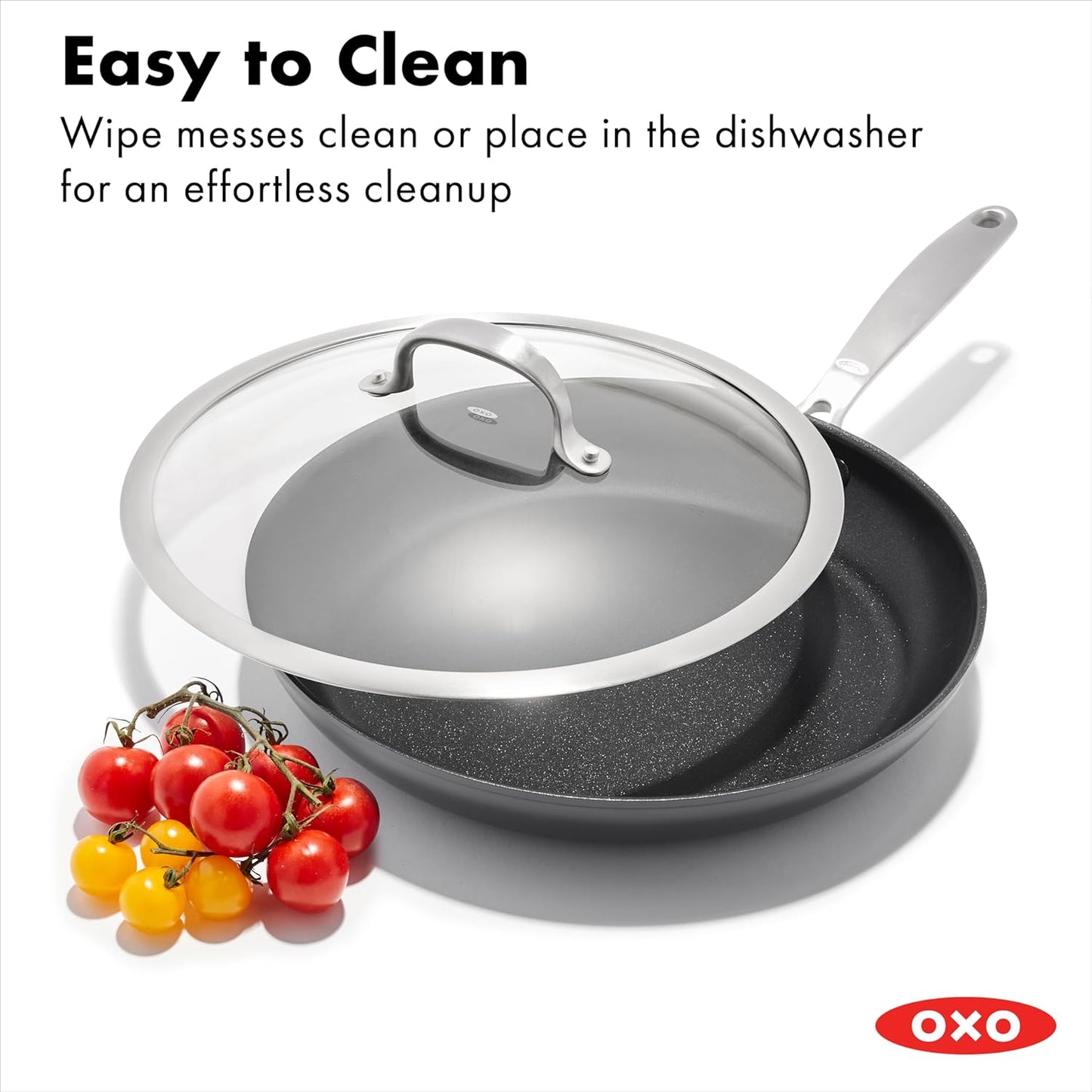 OXO 12” Nonstick Frying Pan Skillet - Durable Ceramic, PFAS-Free, Scratch Resistant, Black
