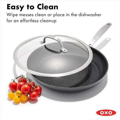 OXO 12” Nonstick Frying Pan Skillet - Durable Ceramic, PFAS-Free, Scratch Resistant, Black