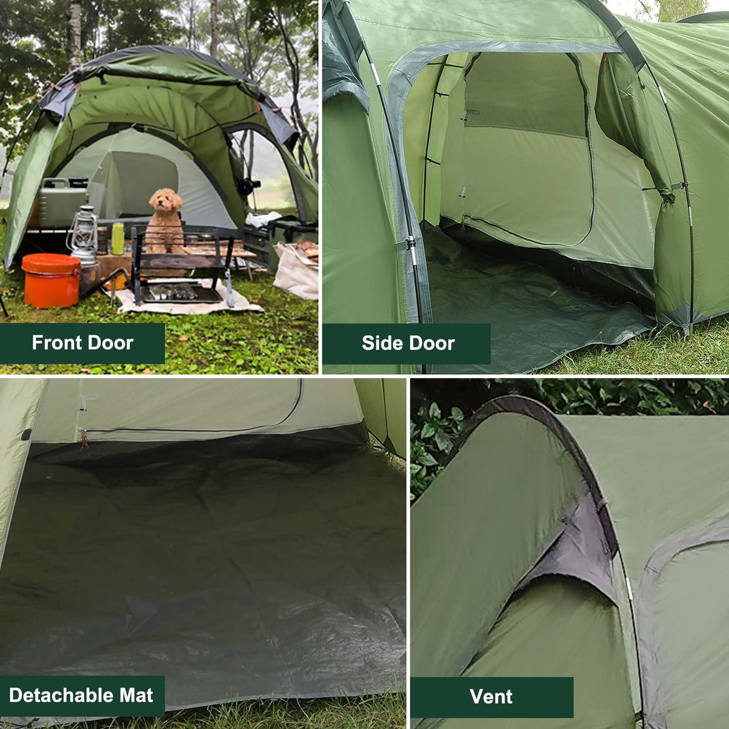 Camping Fan + Tunnel Tent, 20000mAh Rechargeable Fan with Remote, 3-4 Person Tent with Footprint for Bikepacking