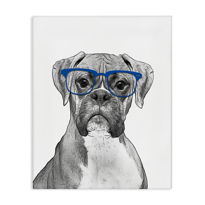 'Hipster Boxer Dog'| Canvas Art