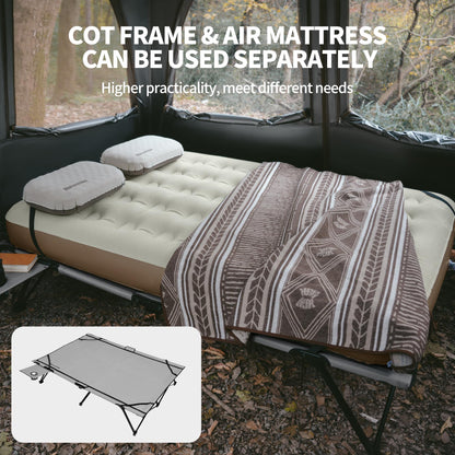 Naturehike Queen-Sized Airbed Cot Combo, Folding 2 Person Camping Cot with Air Mattress, Side Table and Wheeled Carry Bag, Camping Bed for Outdoor Camp Guests (Pump Not Included)
