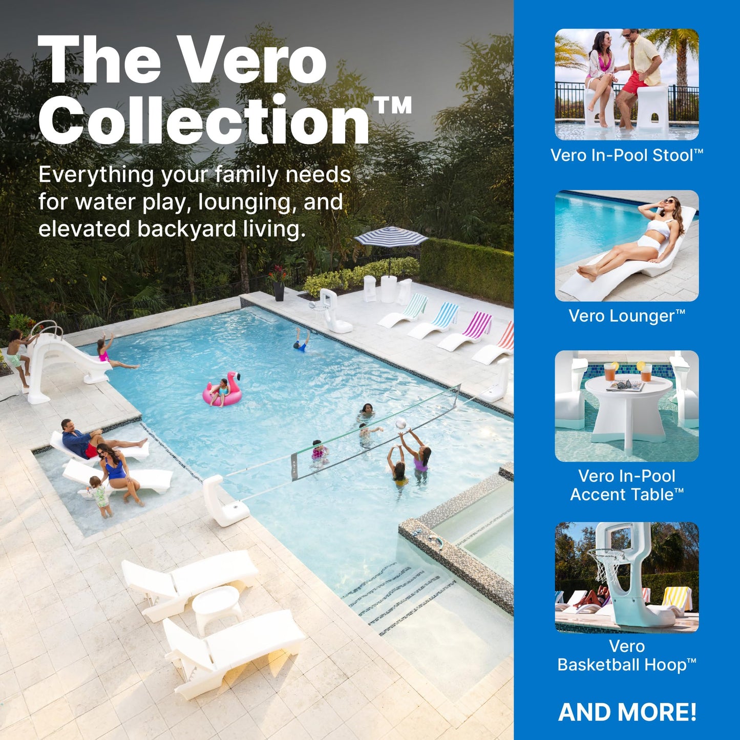 Step2 Vero in-Pool High-Top Bistro Table, 42 in. Outdoor Bar-Height Table for Pool Ledges up to 36 in. of Water, UV-Resistant, White