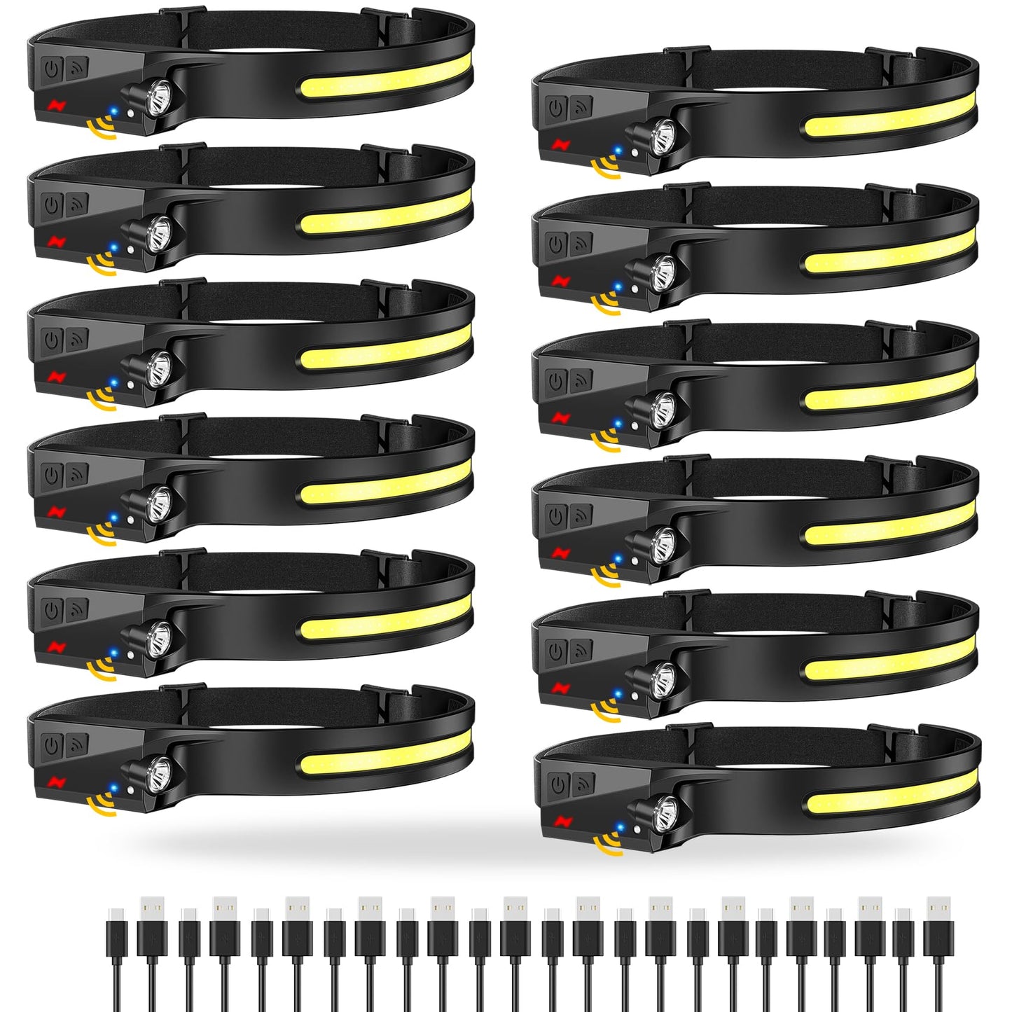 Lytoybe 12 Pack Headlamp - 1000 Lumen Rechargeable for Adults - 6 Modes& 230° COB Wide Beam - IPX5 Waterproof, USB-C Fast Charge - for Running, Camping, Hiking, Cycling